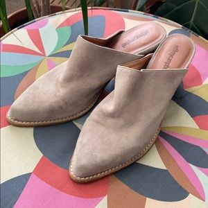 Grey suede mules